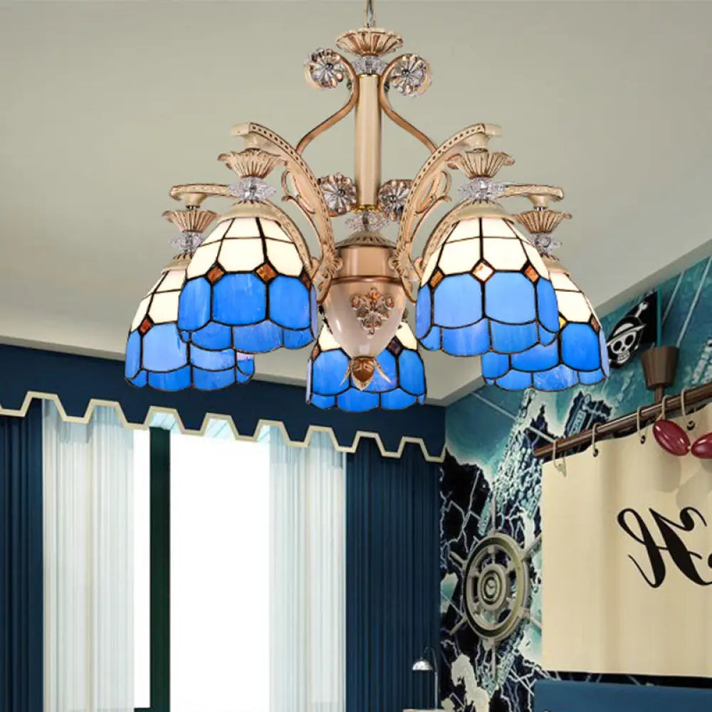 DecorBites™ Dazzling Baroque Chandelier in Blue with Cut Glass Pendants - Available in 5, 9 or 11 Lights, 3 Sizes