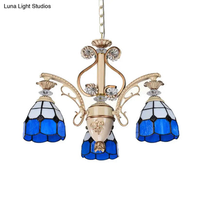 DecorBites™ Dazzling Baroque Chandelier in Blue with Cut Glass Pendants - Available in 5, 9 or 11 Lights, 3 Sizes