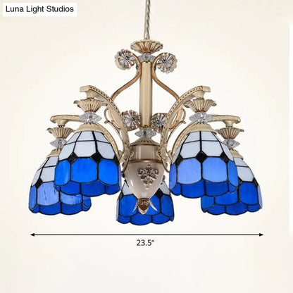 DecorBites™ Dazzling Baroque Chandelier in Blue with Cut Glass Pendants - Available in 5, 9 or 11 Lights, 3 Sizes
