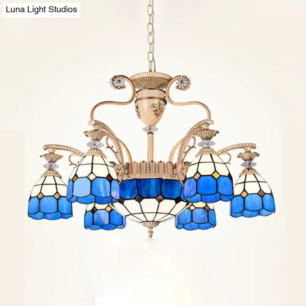 DecorBites™ Dazzling Baroque Chandelier in Blue with Cut Glass Pendants - Available in 5, 9 or 11 Lights, 3 Sizes
