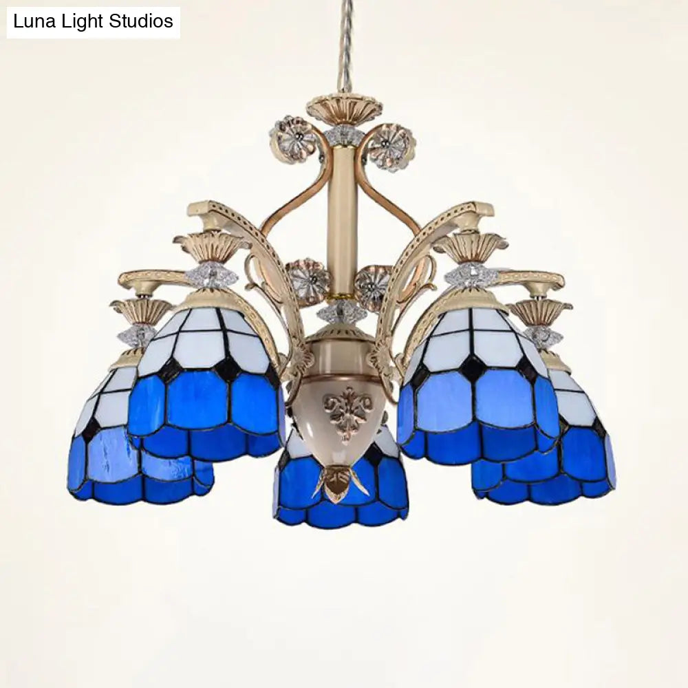 DecorBites™ Dazzling Baroque Chandelier in Blue with Cut Glass Pendants - Available in 5, 9 or 11 Lights, 3 Sizes