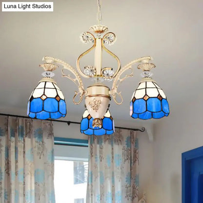DecorBites™ Dazzling Baroque Chandelier in Blue with Cut Glass Pendants - Available in 5, 9 or 11 Lights, 3 Sizes