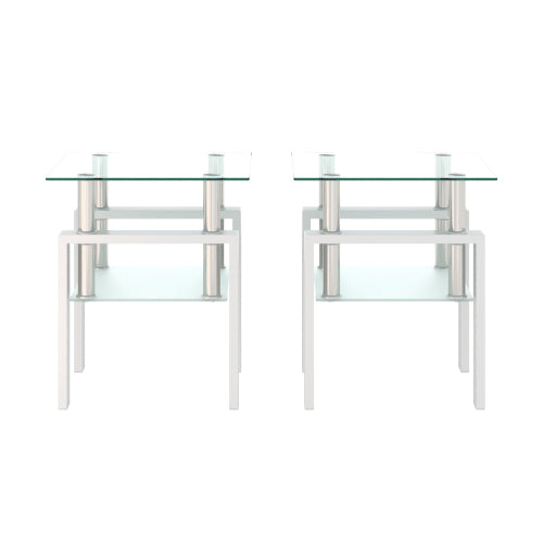 White Glass Square Tables