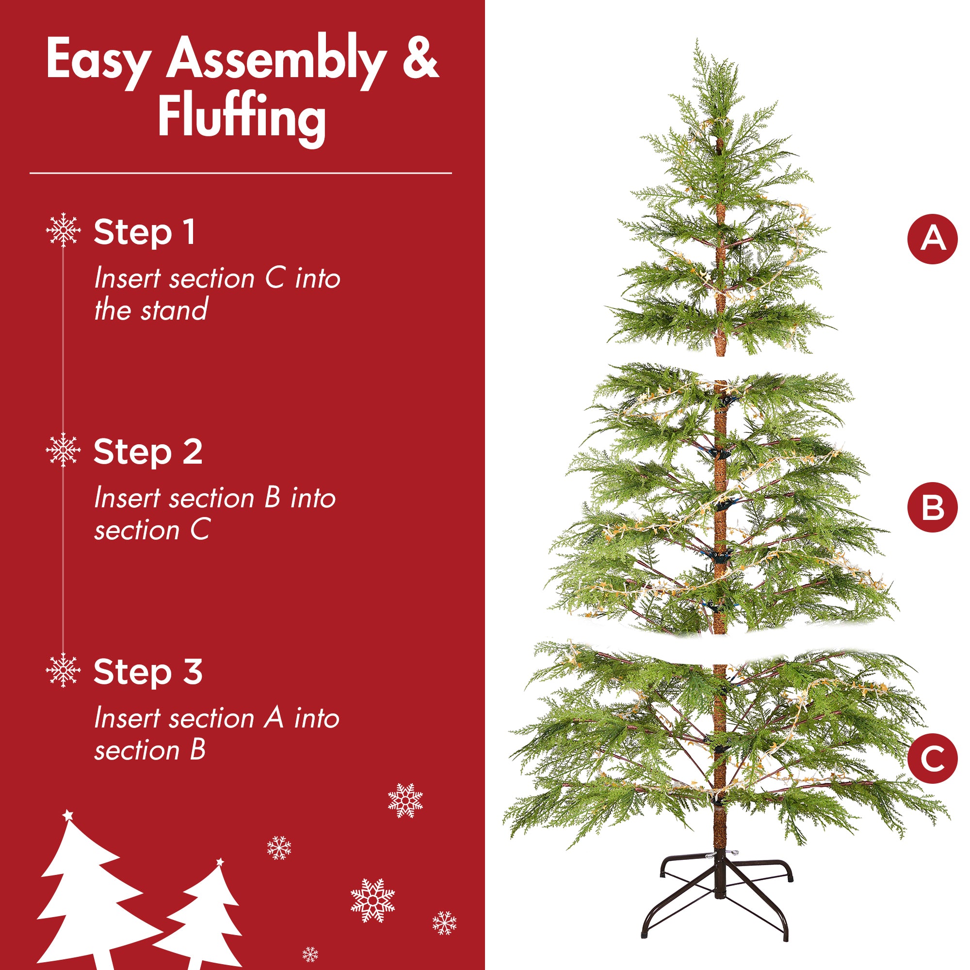 Árbol de Navidad Artificial Completo de 6 Pies Incluye Luces LED y Soporte de Metal, 612 Puntas Árbol Completo, Decoración Navideña