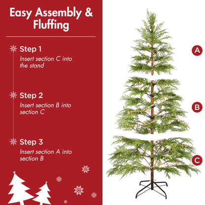 6 Feet Artificial Full Christmas Tree Includes LED Lights And Metal Stand, 612 Tips Full Tree,Xmas Decoration