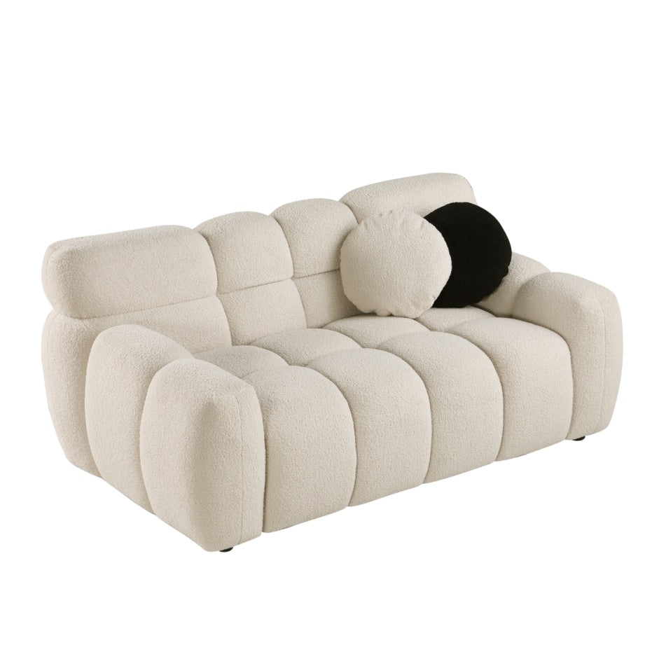 Beige Boucle Sofa