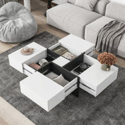 Mesa de Centro de Diseño Único con 4 Compartimentos de Almacenamiento Ocultos