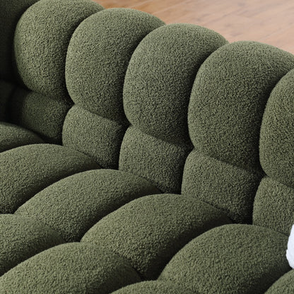 84.3 Length ,35.83inch Deepth ,human Body Structure For USA People, Marshmallow Sofa,boucle Sofa ,3 Seater, OLIVE GREEN BOUCLE