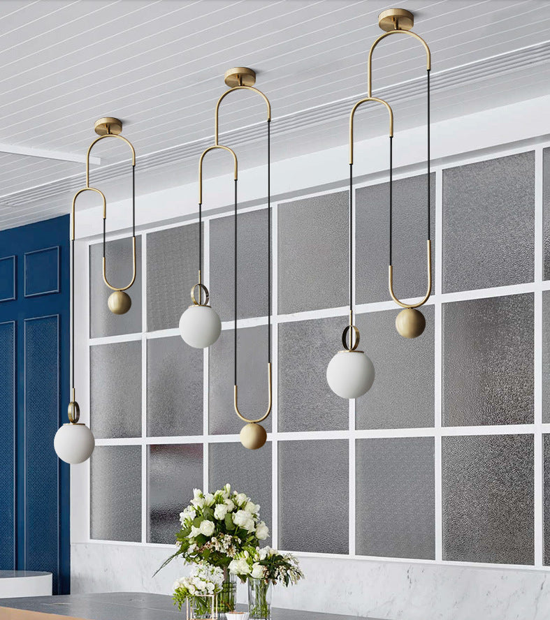 Gold Glass Ball Chandelier Postmodern Dining Light