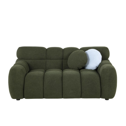 64.96 Length ,35.83inch Deepth ,human Body Structure For USA People, Marshmallow Sofa,boucle Sofa ,2 Seater, Olive Green BOUCLE