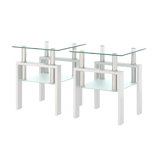 White Glass Square Tables