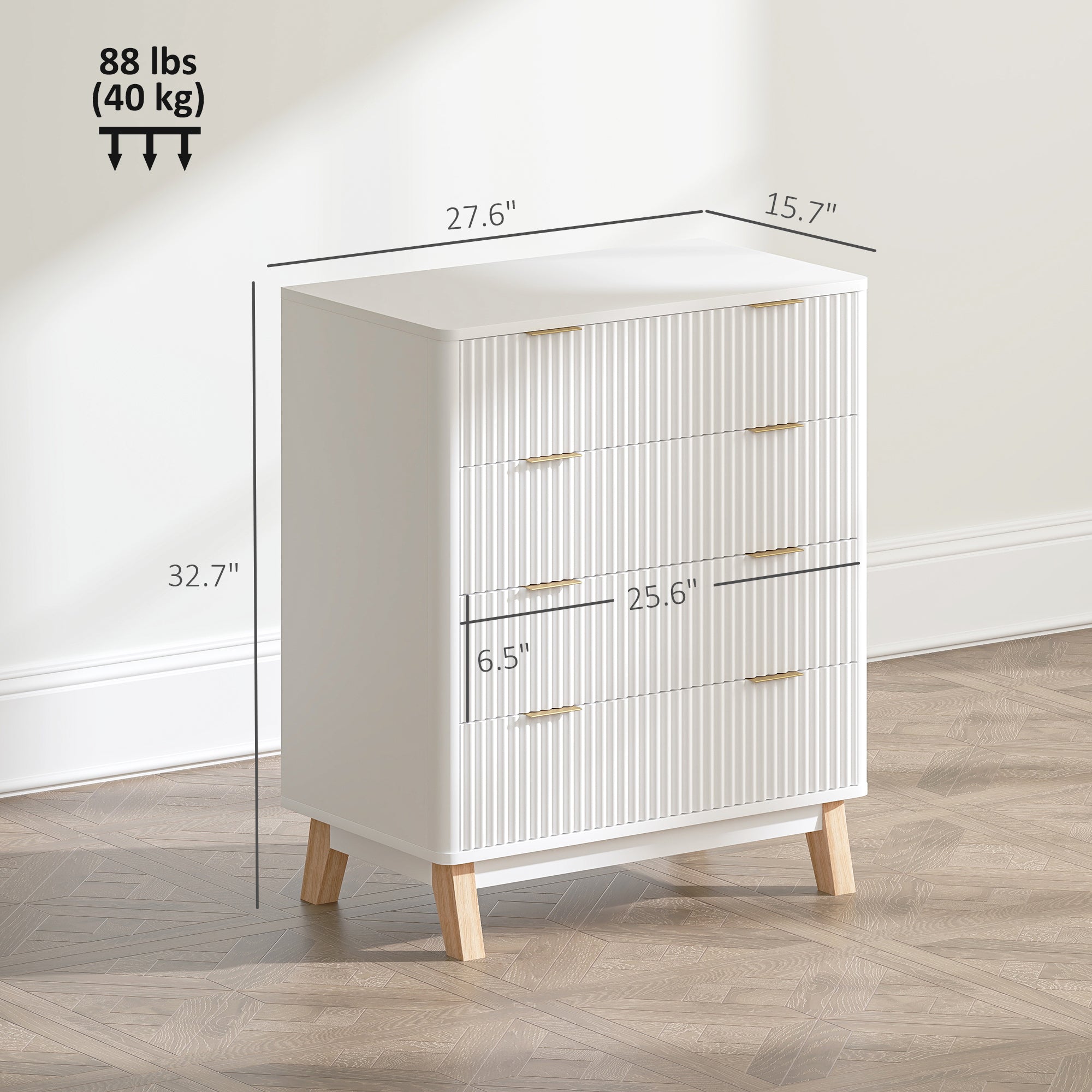 White Wood Fluted Dresser