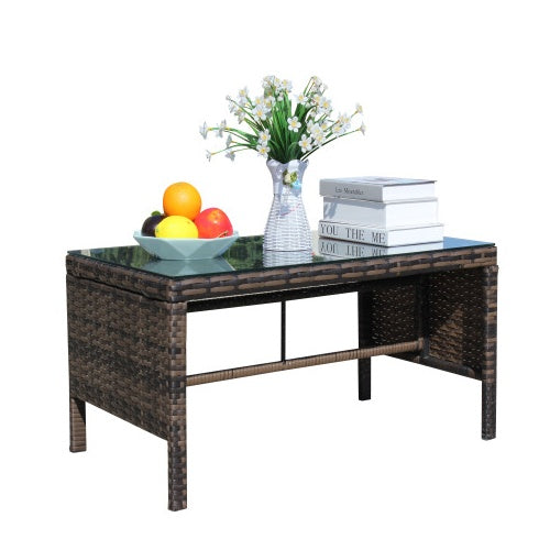 Rectangular Brown Rattan Table