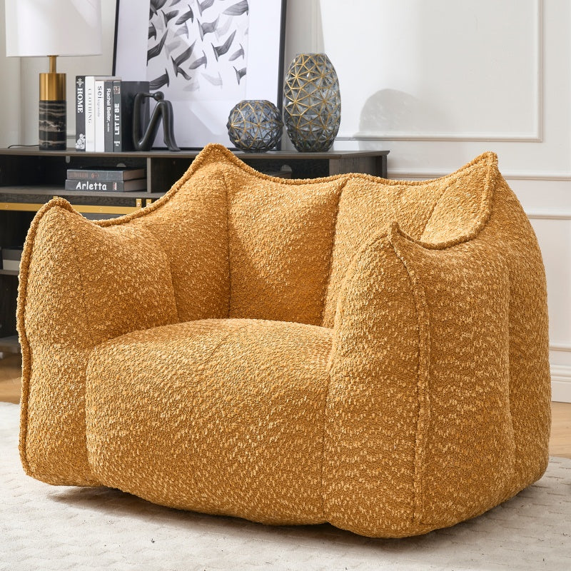 Sofá-Cama de Habichuelas de Peluche Comprimido - Relleno de Espuma de Alta Resiliencia, Silla de Salón de Boucle Ultra Suave para Una o Dos Personas, Asiento Acogedor para la Sala de Estar para Leer, Jugar y Relajarse, Ahorro de Espacio por Vacío