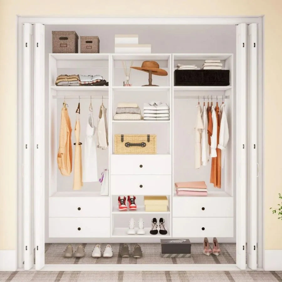 Livelylodge Modular Wardrobe Closet - Freestanding White Closet With Spacious Storage Shelves And Hanging Rods 70.86"W X 16.04"D X 70.86"H