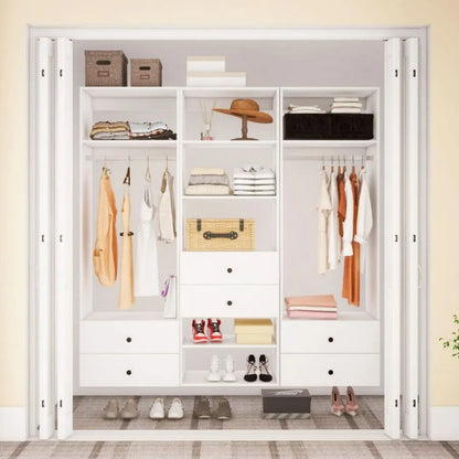 Livelylodge Modular Wardrobe Closet - Freestanding White Closet With Spacious Storage Shelves And Hanging Rods 70.86"W X 16.04"D X 70.86"H