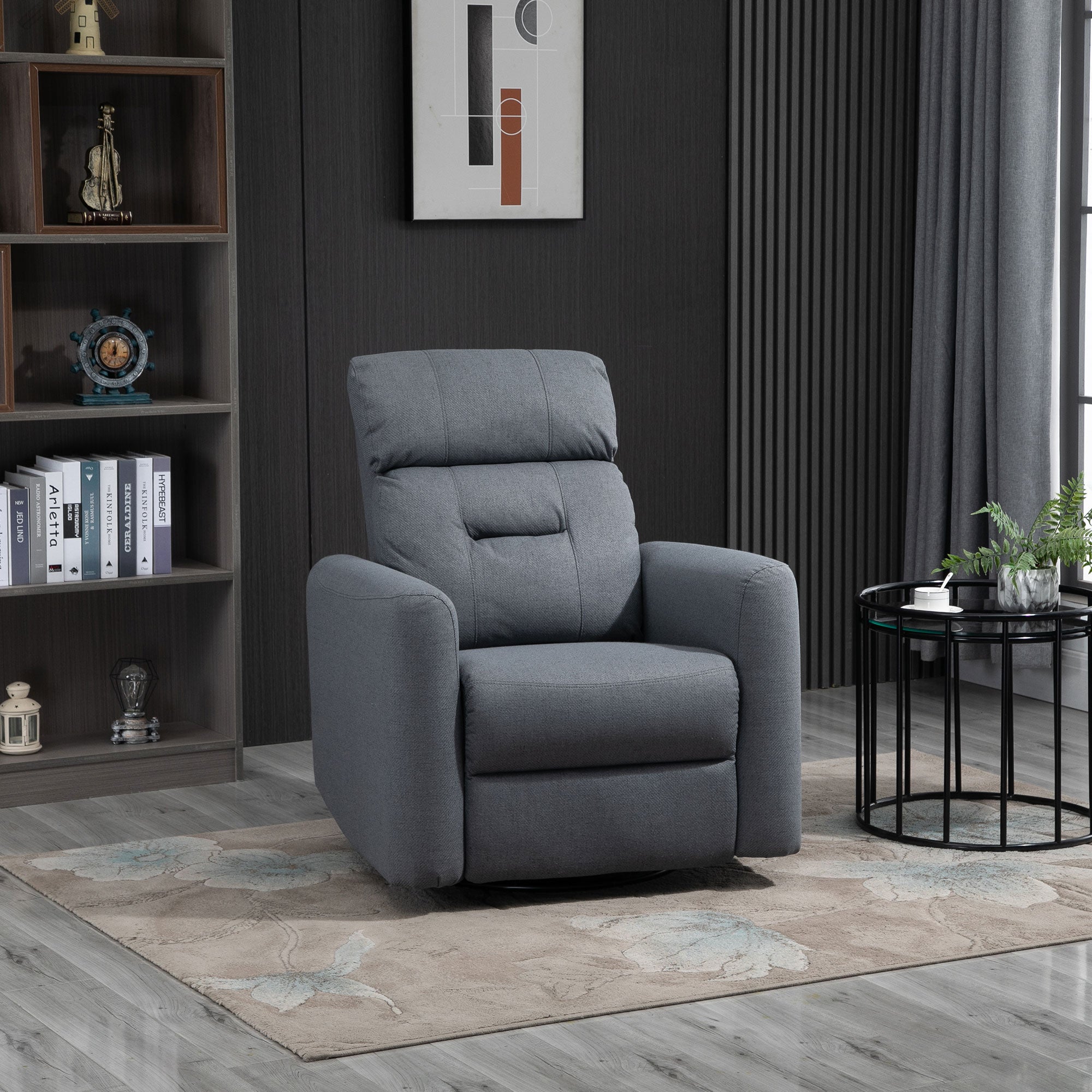 Silla Reclinable Manual Giratoria de Mece con Brazos Silla de Teatro Sofá Individual para Sala de Estar Dormitorio