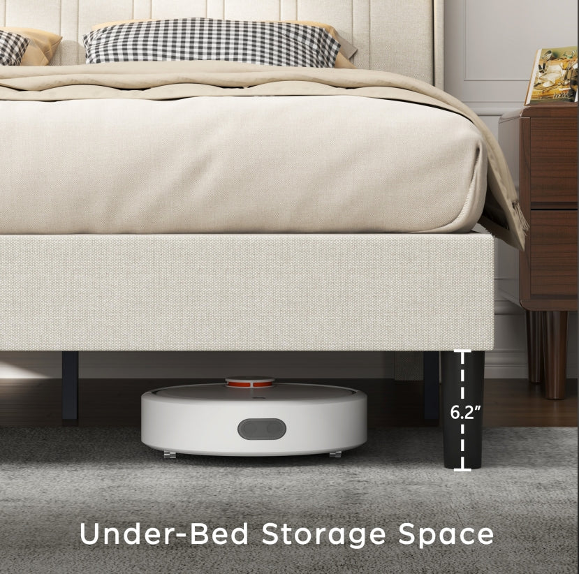 Upholstered Fabric Platform Bed