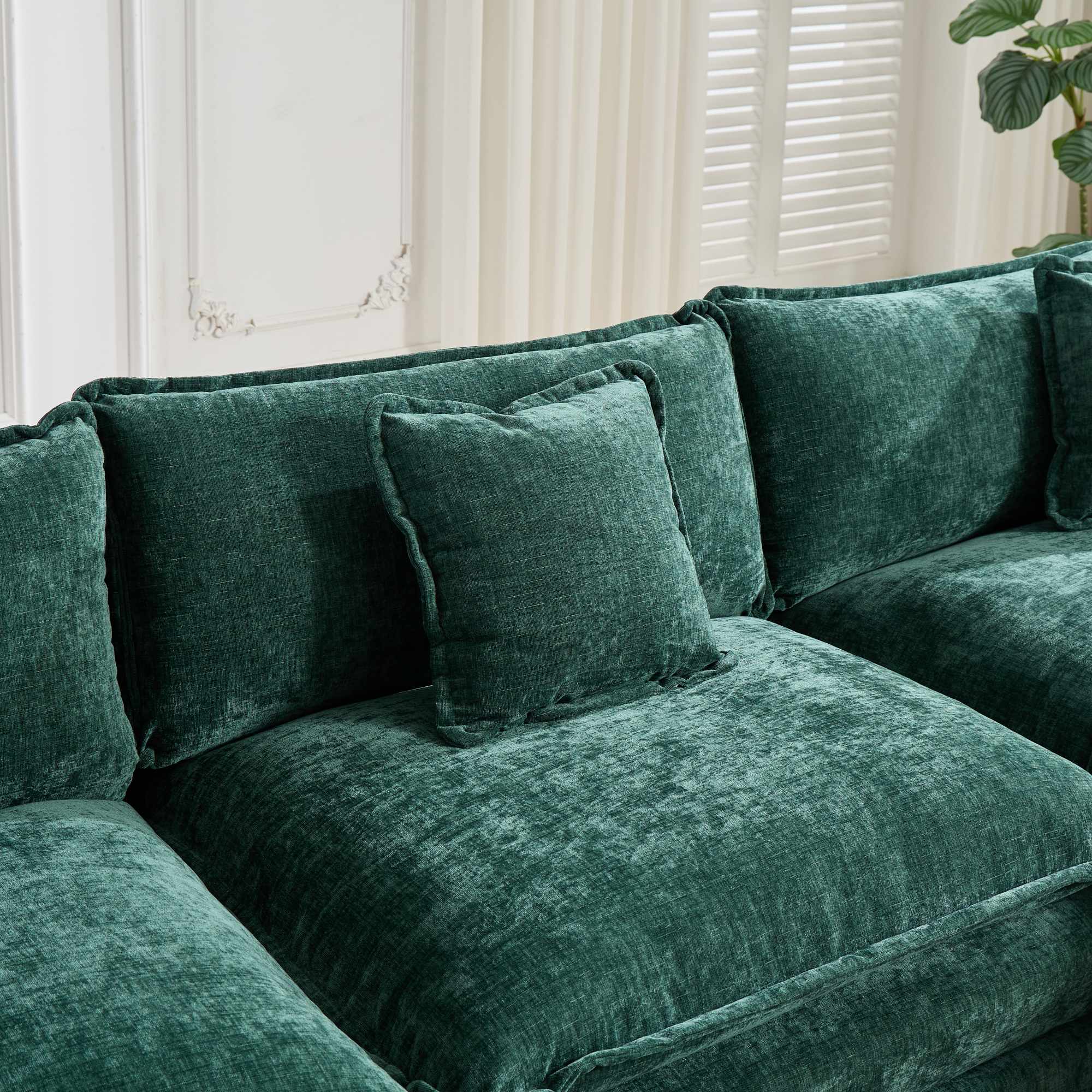 Sofá Nube Dos Asientos El Cojín En El Reposabrazos No Incluido, Sofá Seccional Moderno, Para Apartamento, Cojín de Asiento Tapizado en Doble Capa Cómodo, Tela Chenille Transpirable, Verde, SW504AGN