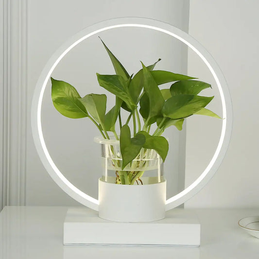 Decorative Aluminum LED Night Lamp with Glass Plant Cup