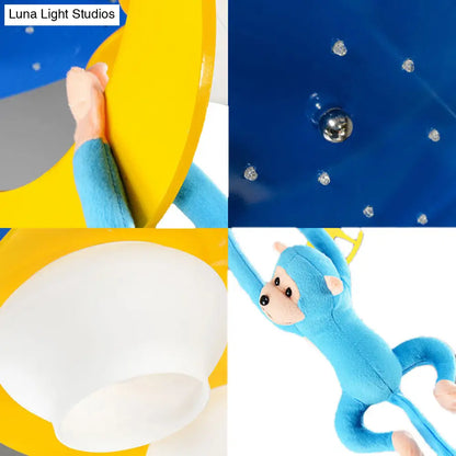 DecorBites™ DecorBites™ Decorative Metal Moon & Star Ceiling Light for Child's Bedroom with Hanging Monkey