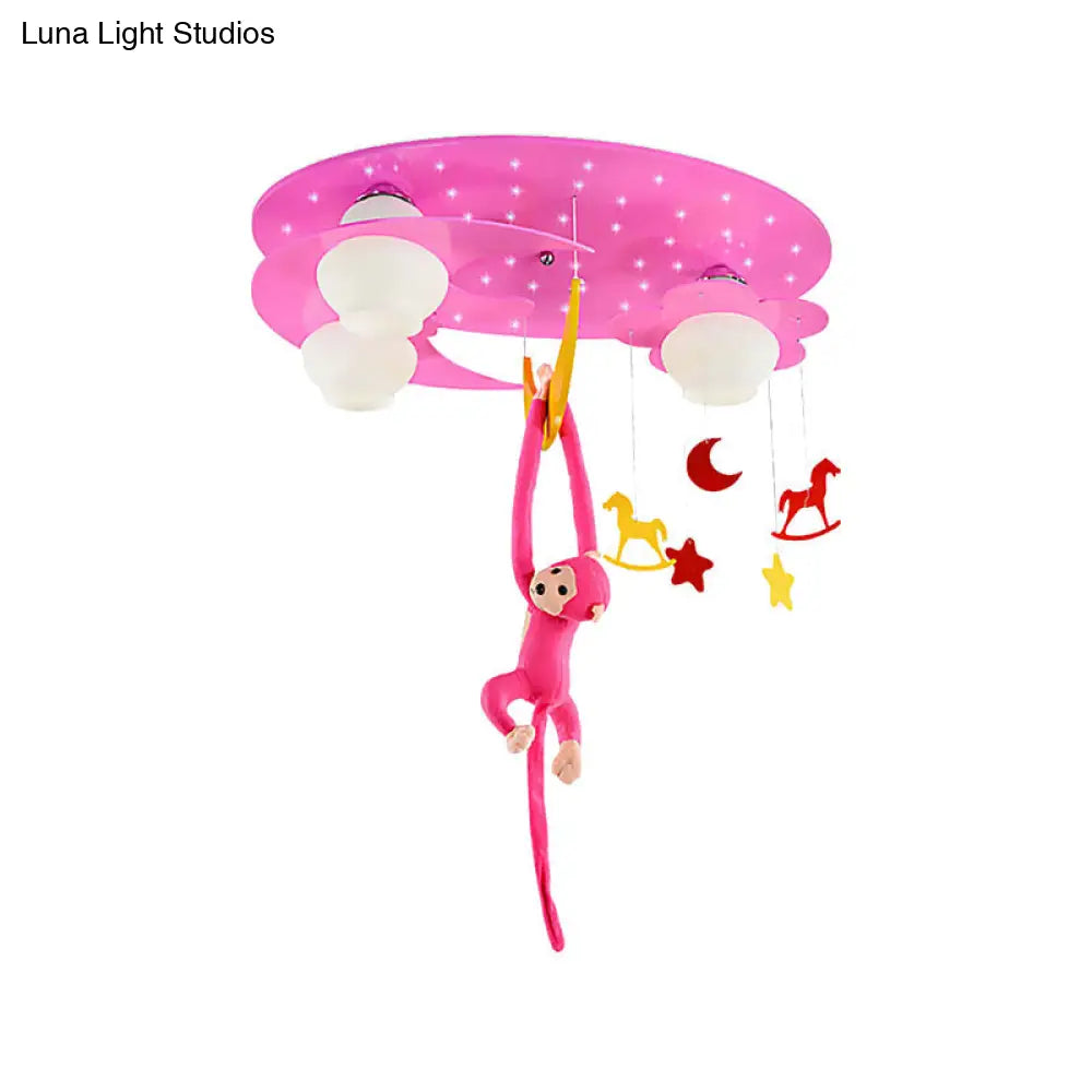 DecorBites™ DecorBites™ Decorative Metal Moon & Star Ceiling Light for Child's Bedroom with Hanging Monkey