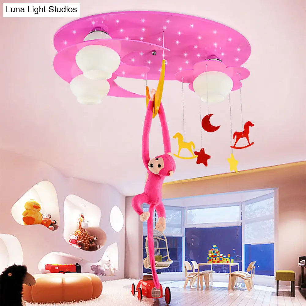 DecorBites™ DecorBites™ Decorative Metal Moon & Star Ceiling Light for Child's Bedroom with Hanging Monkey