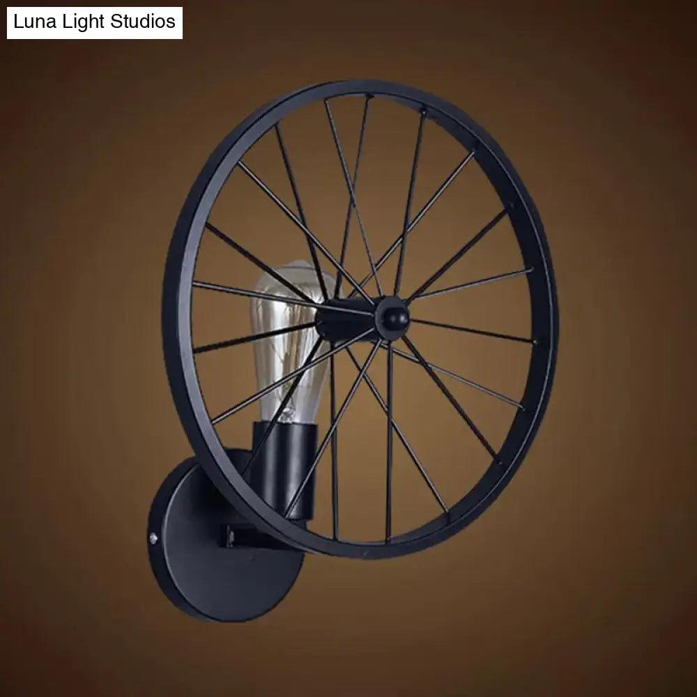 إضاءة جدارية معدنية مزخرفة برأس واحد باللون الأسود - تصميم ويل