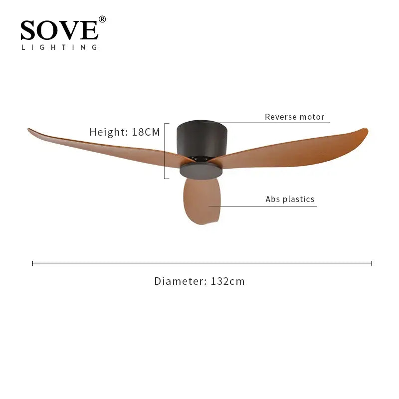 Sove lighting ceiling fan with three bronze abs blades and black motor housing modern white dc ceiling fan with remote control