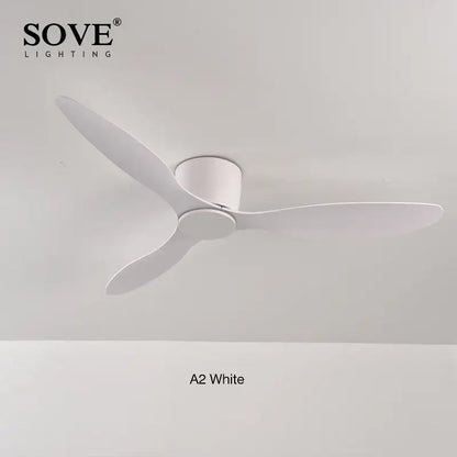 Modern white dc ceiling fan with remote control features sleek wood blades and minimalist design for bedroom lighting