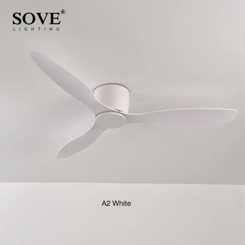 Modern white dc ceiling fan with remote control features sleek wood blades and minimalist design for bedroom lighting