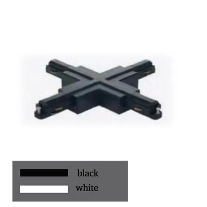 Black cross-shaped aluminum track rail spotlight fitting for modern kitchen rail spotlight system