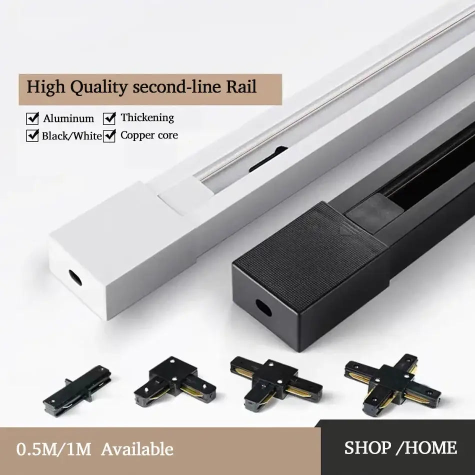 Modern black and white aluminum rail spotlight fitting with copper core for durable high-quality track rail spotlight installation