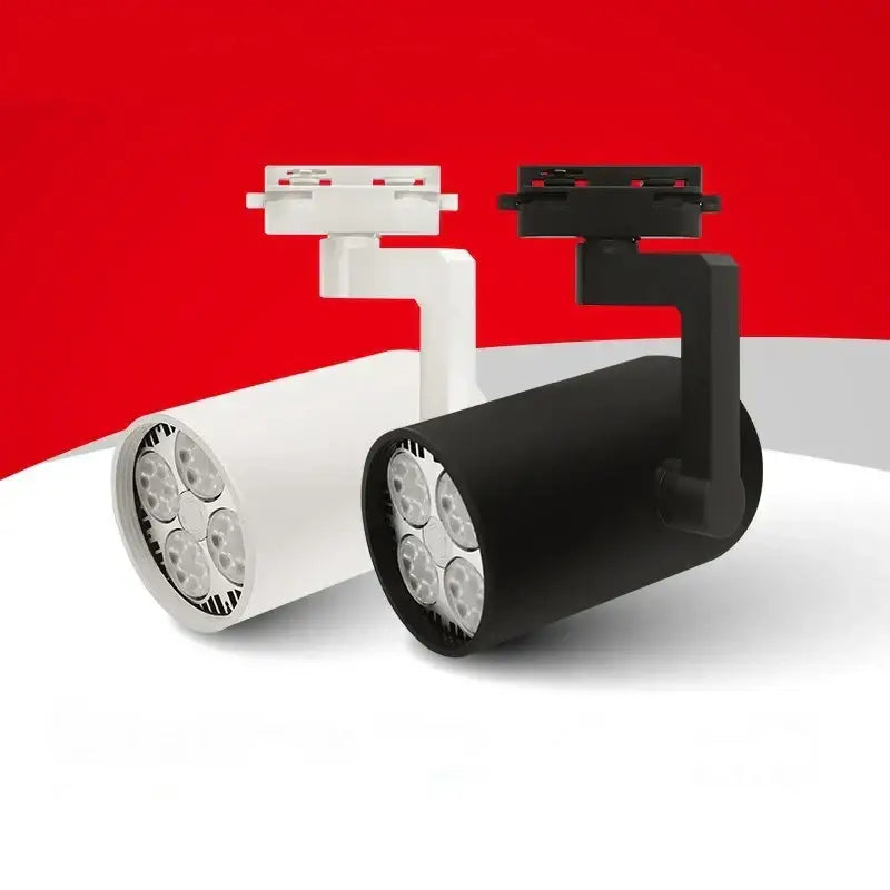 Modern black and white 35w led ceiling spot light with cylindrical bodies and five embedded led bulbs in matte finishes