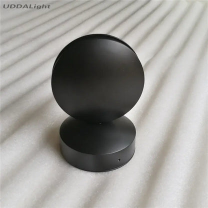 Black matte circular led lamp base with modern design for white spherical window wall lamps in hallway lighting
