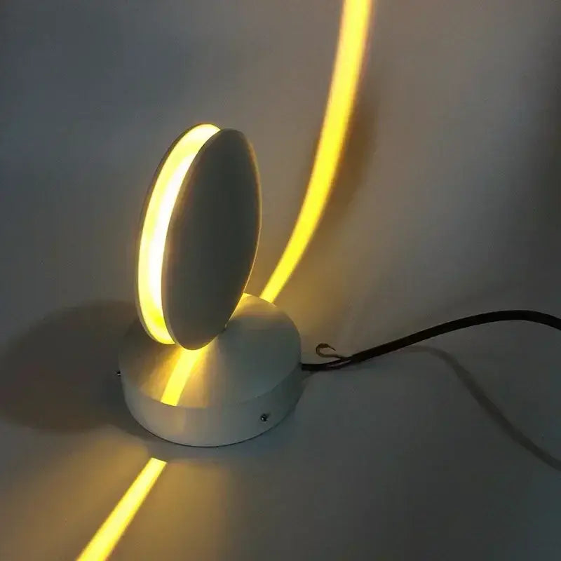 Modern white spherical window wall lamps with led circular sconces casting elegant curved yellow light shadows for hallway lighting