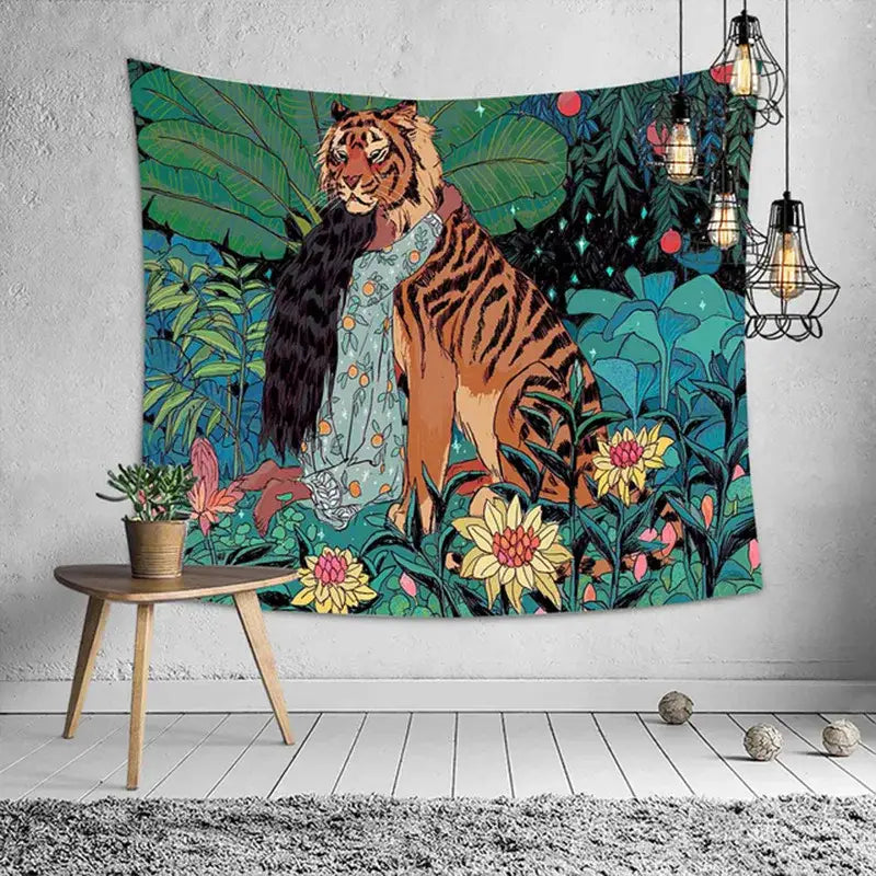 Vibrant decorbites 3d print tiger linen blanket with orange tiger and lush foliage soft warm bedroom throw
