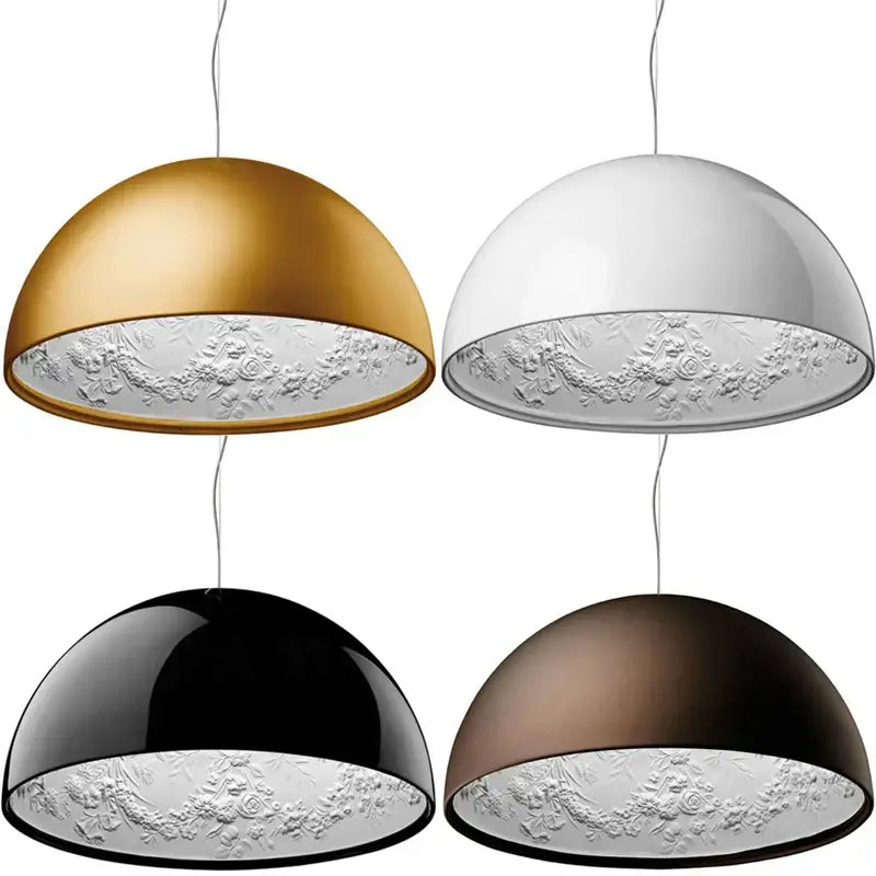 Modern black sky garden resin chandelier with four dome-shaped pendant lights in gold white black and bronze finishes decorbites 3d sky