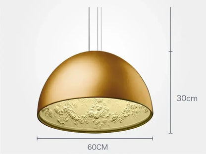 Modern black sky garden resin chandelier dining room pendant light with golden dome and intricate floral relief interior decorbites 3d sky