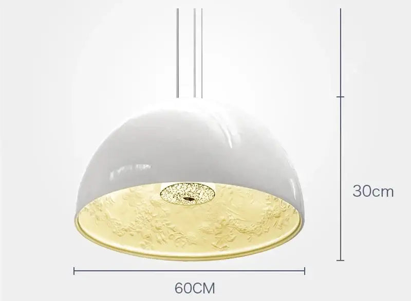 A sleek white dome sky garden resin pendant light with textured gold interior for modern dining room decorbites 3d sky