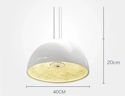 Modern black sky garden resin chandelier pendant light with a dome-shaped white exterior and textured gold interior by decorbites 3d sky