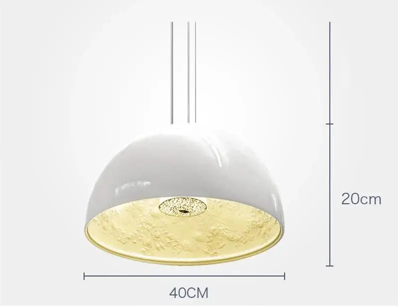 Modern black sky garden resin chandelier pendant light with a dome-shaped white exterior and textured gold interior by decorbites 3d sky