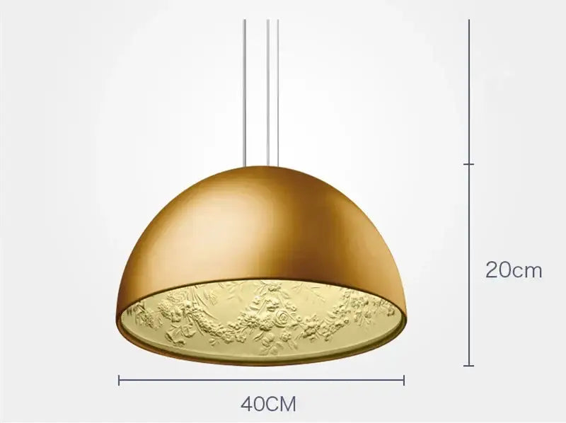 Golden dome-shaped modern black sky garden resin chandelier pendant light with intricate floral relief interior decorbites 3d sky