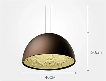 Modern black sky garden resin chandelier pendant light with matte black exterior and embossed gold floral interior for dining room
