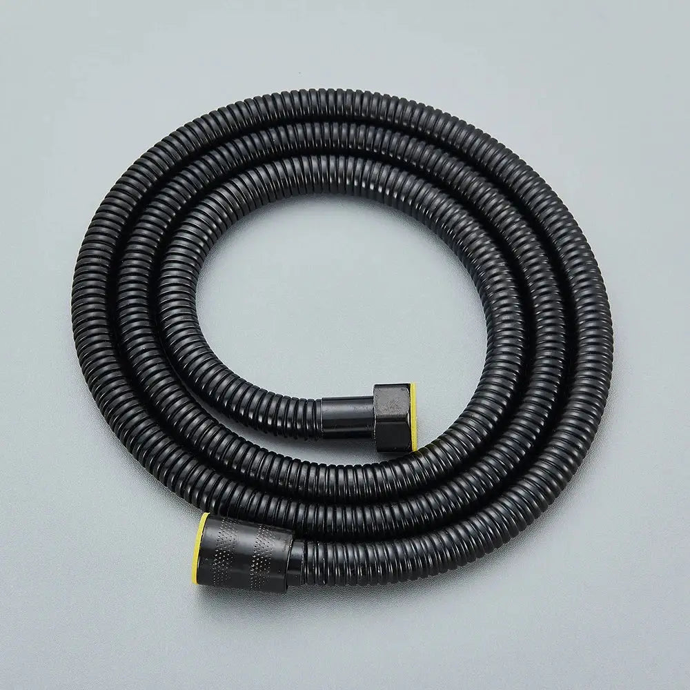 DecorBites™ black bronze flexible shower hose with yellow-accented connectors for bathroom hand shower replacement