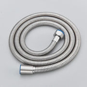 Coiled stainless steel black bronze flexible shower hose with blue-ringed connectors for bathroom hand shower replacement