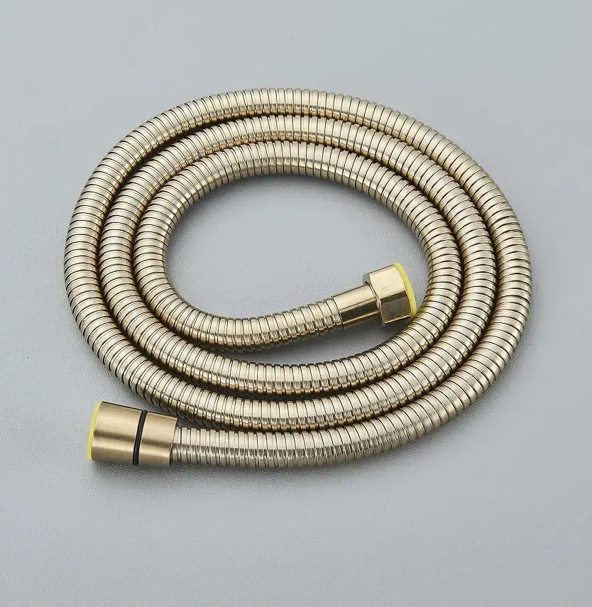 Decorbites 59 inch black bronze flexible shower hose with metallic gold finish and ribbed texture for hand shower replacement