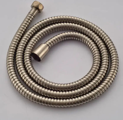 DecorBites™ 59 inch black bronze flexible shower hose with metallic silver finish and ribbed texture for hand shower