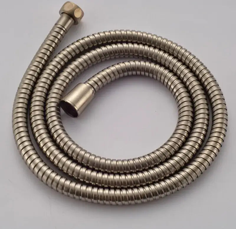 DecorBites™ 59 inch black bronze flexible shower hose with metallic silver finish and ribbed texture for hand shower
