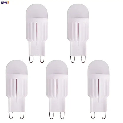 Decorbites 5pcs dimmable led g9 bulb with frosted glass cover dual-pin base warm white 1.5w 110v-220v